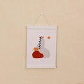 Colgador de carteles magnético de madera con lienzo geométrico en rojo y naranja - 21cm / Blanco