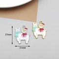 Detailed view of Christmas alpaca and Santa enamel pendants with 27mm height dimensions - 2# Alpaca Santa Claus - Silver
