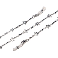Silver star-shaped link eyeglass chain with textured metal bars and silicone ends - Silver
