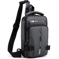 Wasserdichte dunkelgraue Herren Brusttasche mit funktionellen Reißverschlusstaschen - Standard 5-Taschen / Grau
