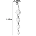 Silver stainless steel belly button ring with graduated zircons, size 5.68cm length - 0188-7# Four Round Diamond Tassel Style / Silver