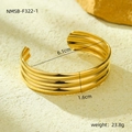 Detail view of a multi-layer gold titanium steel cuff bracelet with precise dimensions - Multi-layer Texture (NMSB-F322-1)