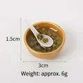 Miniature 3cm gold bowl with mung bean soup toy and tiny white spoon accessory - 3cm Gold Bowl-No.5 (No Hook)