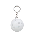 Portachiavi da pickleball bianco in plastica con anello in metallo su sfondo bianco - Palla Cava Bianca