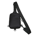 Minimalist black waterproof nylon crossbody chest bag with adjustable strap and D-rings - Black