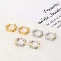Exquisitos pendientes de aro en oro y plata con circonitas brillantes y corazones - Pendientes de Aro Pequeños con Pavé de Circonitas (A-162 Pendientes de Plata)
