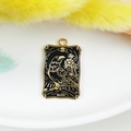 Death Tarot card enamel pendant in black and gold finish for DIY jewelry - Death