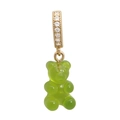 Green gummy bear pendant with gold-plated ring and sparkling rhinestones for women - Transparent Green