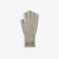 Soft light grey wool blend knit glove with touch screen design and ribbed texture - One Size / Off-white