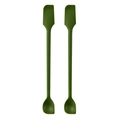 Dual-head green silicone jam spatula and spoon set for kitchen use on white background - Two-Piece Set / Green