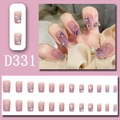 Unghie finte sfumate rosa con farfalle viola e cuori blu modello D331 - Stile Cuore Farfalla 3D Glitter Rosa (D331)