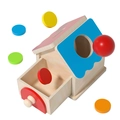 Montessori wooden drawer box with colorful sorting discs and red ball set - 2-in-1 Coin House