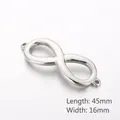 Polished silver infinity symbol connector 45mm x 16mm for stainless steel bracelets - Double Hole (KLJ470-Z)