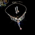 Parure de bijoux scintillante avec collier et boucles d'oreilles en strass champagne - Rose Champagne