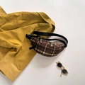 Kids vintage brown plaid waist bag with adjustable strap for boys and girls - Brown