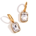 Boucles d'oreilles élégantes en titane plaqué or 18K avec zircon rectangulaire clair - Blanc