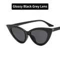 Lunettes de soleil œil de chat rétro avec monture noir brillant et verres gris foncé - Noir Brillant/Verres Gris