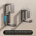 Set of 2 gunmetal grey retractable stainless steel washbasin hooks for wall mounting - 【Gun Grey】2 Packs