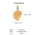 Détail macro d'un pendentif pomme de pin en acier inoxydable doré de 25.4mm x 18.4mm - Style Baie Granulaire (YYAC025018)