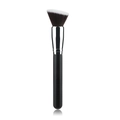 Angled foundation brush with duo-tone synthetic bristles and professional black handle - Black Silver Angled