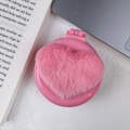 Simpatica spazzola per capelli pieghevole a forma di cuore in peluche rosa con specchio - Pettine a specchio rotondo a cuore