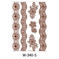 Brown henna lace tattoo sticker with floral pattern style W-340-S on white background - Mixed Lace Flower Pattern (W340-S)