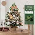 60cm mini Christmas tree in wood white with 20 ornaments and festive LED string lights - 60cm Mixed Leaf Set White Wood