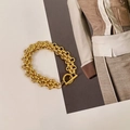 Three-layer golden snake chain necklace with vintage T-bar closure for stylish layering - E167 Watch Band Style Gold Bracelet