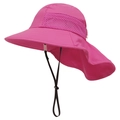 Detailansicht in Pink: Sonnenhut mit atmungsaktivem Netz und langem Nackenschutz - Fuchsia
