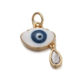 Gold Evil Eye necklace pendant with blue enamel and clear teardrop crystal - CX141-8 Teardrop Zircon Eye