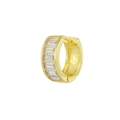 Eleganti orecchini huggie dorati con zirconi a taglio rettangolare incastonati a pavé - Medio / Oro