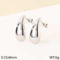 Orecchini a lobo a goccia d'acqua in acciaio inossidabile lucido argento minimalista - 21x8mm / Colore Acciaio (KE120500-KFC)