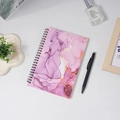 A5 spiral notebook with purple marble cover design and gold accents on white surface - Purple Marble Pattern (80 Sheets)