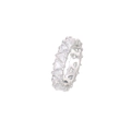 Elegant trillion-cut zircon full eternity ring in silver finish with pavé setting - US 6 / Platinum - White Zirconia