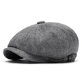 Gorra de repartidor gris con diseño de ocho paneles y detalle de botón metálico - Ajustable / gris oscuro
