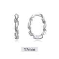 S925 silver post twisted rope hoop earring in 17mm silver finish with spiral design - 17mm / Silver