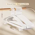 Non-slip snow white seamless plastic hanger with shoulder grooves, 38cm wide - 38cm Hook Style / Glazed Snow White