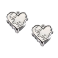 Silver-toned heart pendants with wavy texture and top loops for Y2K jewelry making - Style 01-Melted Heart / Silver