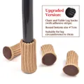 Light brown knitted chair leg covers with anti-slip silicone strips and felt pads - Fits Perimeter 6-17cm / Thickened Beige (With Silicone Strips)