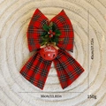 Large tartan Christmas bow decoration with holly berries and Merry Christmas bell charm - 30cm / Red Plaid Bow with Bell
