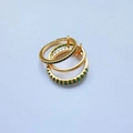 Set of three elegant gold rings with green gemstone accents and minimalist bands - Spec 8 (Green Gemstone C)