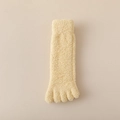 Soft beige coral fleece five-finger socks for women providing warmth and thick comfort - One Size / Warm Beige (SEM8)