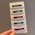 Set of 5 minimalist square leather hair clips in pastel colors with polka dot pattern - Square Pink Colorful Dots