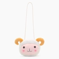 Cute white plush sheep crossbody bag for kids with pink face and soft texture - Sheep