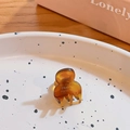 Mini amber resin hair claw clip in France style for side hair styling and decoration - Amber Brown