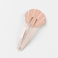 Pink shell-shaped BB hair clip with white dots and stripes for children and women - Nude Shell