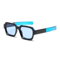 Modern square two-tone sunglasses in black and bright blue finish for a stylish look - Black Blue Patchwork
