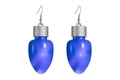 Glow-in-the-dark blue LED Christmas bulb earrings with silver hooks for festive party - Blue Bulb Earrings