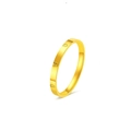 Classic gold titanium steel ring with elegant cross pattern engraving on white background - US 6 / Diamond Pattern Fine Gold