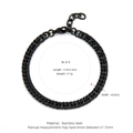 Men's punk black stainless steel woven Cuban chain bracelet with extension design - SL-2 / Black
